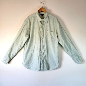 J.Crew Men's L White Green Stripes Long Sleeve Collared Button Up Shirt